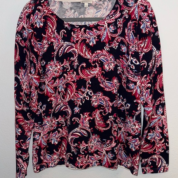 Talbots Black and Red Paisley Blouse - Picture 1 of 5